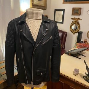 AllSaints Motorcycle Black Leather Jacket Men’s M